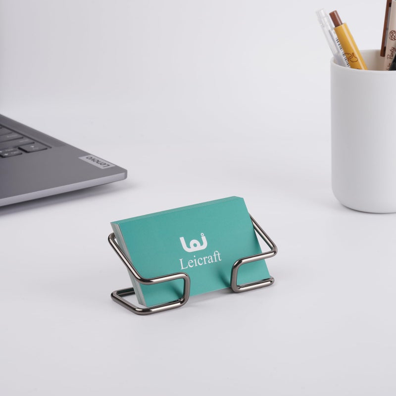 حامل بطاقات عمل من Leicraft للمكتب، منظمات بطاقات معدنية لطيفة وإكسسوارات مكتب للرجال والنساء (أسود) - Image 3